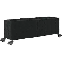 vidaXL Lit surélevé avec roulettes & 3 compartiments Noir 107x32x38cm Poly rotin