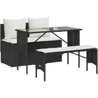 vidaXL Ensemble de jardin 3 pièces avec coussins Noir Poly Rattan