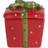 Clayre & Eef Bocal à provisions Cadeau 9x9x11 cm Rouge Céramique
