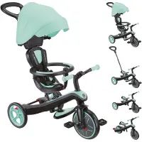Globber Explorer Trike 4 In 1 Tricycle Stroller Argenté