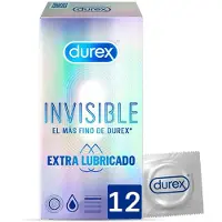 Durex Préservatifs Invisible Extra Lubrifié - Boîte de 12