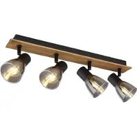 Globo Lampe de plafond Claude 4-noir clair avec bois