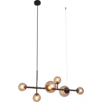 QAZQA Suspension Hôtel Chic bronze foncé avec verre bronze 6 lumières - Monaco