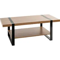 Haku Table basse en chêne et noir - métal, aggloméré, L/H/P : 120 x 45 x 60 cm
