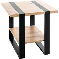 Haku Table d'appoint, carrée, tube d'acier revêtu par poudre, mélaminé, L 450 x P 450 x H 450 mm, noir/chêne clair