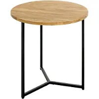 Haku Table d'appoint , chêne, bois massif, finition à l'huile, piétement en tube d'acier, Ø 500 x H 500 mm, noir