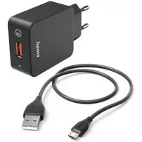 Hama Schnellladegerät mit Ladekabel Micro-USB, Qualcomm, 19,5 W, 1,5 m, Schwarz (00201621)