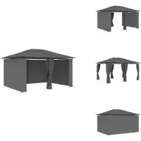 vidaXL Pavillon de jardin avec rideaux 4 x 3 m Anthracite - Pavillons & Tentes de réception