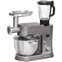 Clatronic Machine à pétrir avec hachoir à viande | Accessoire de mixage en verre | Fonction pâtes | Écran LCD numérique | Bol mélangeur en acier inoxydable de 6,2L | 1200W | KM 3674 Titan