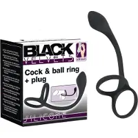 Black Velvets - plug anal avec cockring fin - silicone noir