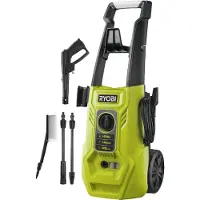 Ryobi - Nettoyeur haute pression fr Haute pression 1600W, 130 Bar, 420l/h - Flexible 5m, enrouleur, 2 buses (1 Vario, 1 Turbo) et 1 brosse multi-facettes, réservoir de détergent 0,9l - RY130PWA