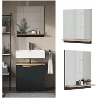 Vicco Armoire de toilette Marelle Anthracite/Artisan 60x67cm avec étagère, Model 47651