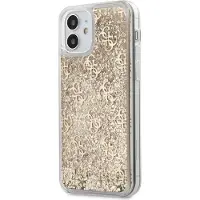 GUESS Paillettes liquides (Apple iPhone 12 mini), Coque pour téléphone portable, Or