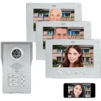 Elro Kit interphone vidéo WiFi 3 appartements avec caméra 1080P, vision nocturne et 16 sonneries (Filaire, WiFi)