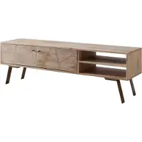 FineBuy HiFi Lowboard SIKAR Mango Bois massif Commode TV 145x47x35 cm Armoire TV avec 2 portes Table TV Compartiment de rangement Commode TV Meubles TV