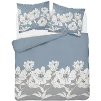 Detexpol Linge de lit, flanelle, épais et chaud 200x220cm 4948a bleu, fleurs
