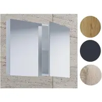 VCM Meuble de salle de bain intemporel | Dimensions env. H. 59 x W. 60 x D. 12 cm | Deux portes tournantes | Armoire miroir - Badinos 59 x 60 cm