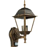 Licht-Erlebnisse Applique murale d'extérieur avec capteur de mouvement "Tirol" noir cuivre E27 Lampe rustique Terrasse