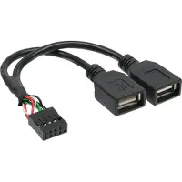 InLine 33440M Câble adaptateur USB 2.0, 2x prise femelle A sur prise poteau