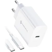 Forcell RÉSEAU - Chargeur avec câble USB type C - Connexion 3A 25W avec fonction de charge PD et Quick Charge 4.0