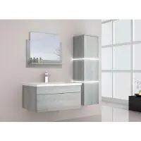HOME DELUXE - Ensemble de meubles de salle de bains - WANGEROOGE BIG Grau - Large - incl. lavabo et accessoires complets - largeur lavabo : 60 cm | Ensemble de meubles de salle de bains lavabo