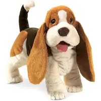 Folkmanis Marionnette à Main Basset Hound , Brun, Blanc, Noir