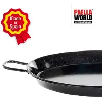 All'Grill Poêle à paella émaillée Ø 80 cm avec 4 poignées, Poêle + casserole, Noir