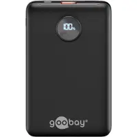 Goobay 65868 Powerbank 10.000 mAh, noir, 0,3 m - 22 W, Powerbank extrêmement compact avec Power Delivery et Quick Charge pour le mode de charge rapide