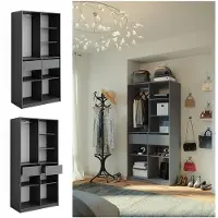 Vicco Armoire à vêtements Elmo Anthracite 100x200cm avec 2 tiroirs, Model 50198