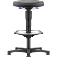 BIMOS Tabouret Allround , hauteur d'assise réglable 560-810 mm, avec patins &amp; repose-pieds, rembourrage SKINTEC, lavable, extrêmement robuste, anneau de couleur bleu