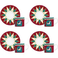 Bialetti Set de 4 tasses de café avec soucoupe, collection Winter Wonderland, Noël 2024
