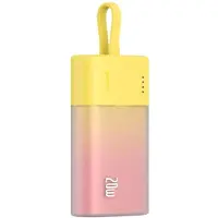 Baseus Powerbank Popsicle 5200Mah 20W Avec Câble Lightning Intégré (+ Câble Simple Usb-C - Usb-C 60W/20V/3A/30Cm) - Jaune-Rose