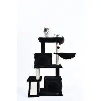 HOME DELUXE - Arbre à chat RUBY - Couleur : noir, dimensions : 100 x 49 x 49 cm, matériau : polyester/sisal, structure : MDF I Arbre à chat griffoir