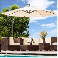 Swing&Harmonie Parasol de luxe avec éclairage LED Parapluie 300 cm Parapluie de jardin Pavillon - crème