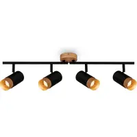Briloner Spot, noir, avec bois, excl. 4xGU10/max.9W
