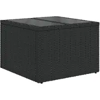 vidaXL Table de jardin avec plateau en verre noir 55x55x37 cm Poly rotin