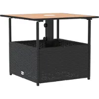 vidaXL Table de jardin avec trou pour parasol noir 55x55x46,5 cm Poly rotin