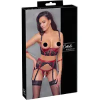Cotelli collection Bondage Bondage - Ensemble mat avec soutien-gorge rehausseur en dentelle (rouge) - M