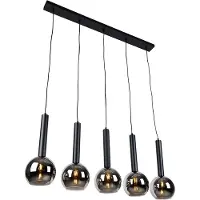 TRIO Lampe suspendue 5 flammes verre fumé / noir