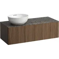 Laufen Il Bagno Alessi Élément à tiroirs, 1 trou pour robinet, plaque de pierre Marrone Naturale, découpe à gauche, 120x50x37cm, pour vasque de toilette H81897 5, H4323160976301
