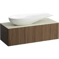 Laufen Il Bagno Alessi Élément à tiroirs, 1 trou pour robinet, plaque de pierre Calce Avorio, découpe à gauche, 120x50x37cm, pour vasque de toilette H81897 4, H4313240976301