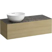 Laufen Il Bagno Alessi Élément à tiroirs, 1 trou pour robinet, plaque de pierre Marrone Naturale, découpe à gauche, 120x50x37cm, pour vasque de toilette H81897 5, H4323160972501