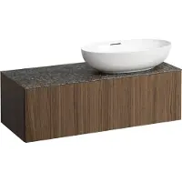 Laufen Il Bagno Alessi Élément à tiroirs, plateau en pierre Marrone Naturale, découpe à droite, 120x50x37cm, pour vasque de toilette H81897 5, H4323130976301