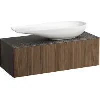 Laufen Il Bagno Alessi Élément à tiroirs, 1 trou pour robinet, plaque de pierre Marrone Naturale, découpe à droite, 120x50x37cm, pour vasque de toilette H81897 4, H4323250976301