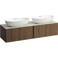 Laufen Il Bagno Alessi Élément à tiroirs, 1 trou pour robinet, plateau en pierre Calce Avorio, découpe à droite/à gauche, 160x50x37cm, 2 tiroirs, H4313570976301
