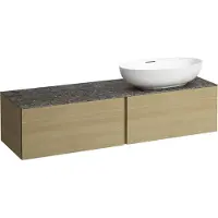 Laufen Il Bagno Alessi Élément à tiroirs, 1 trou pour robinet, plaque de pierre Marrone Naturale, découpe à droite, 160x50x37cm, pour vasque de toilette H81897 5, H4323560972501