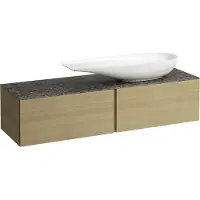 Laufen Il Bagno Alessi Élément à tiroirs, 1 trou pour robinet, plaque de pierre Marrone Naturale, découpe à droite, 160x50x37cm, pour vasque de toilette H81897 4, H4323450972501
