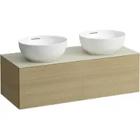 Laufen Il Bagno Alessi Élément à tiroirs, 1 trou pour robinet, plateau en pierre Calce Avorio, découpe à droite/à gauche, 120x50x37cm, 1 tiroir, H4313180972501