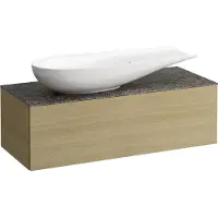 Laufen Il Bagno Alessi Élément à tiroirs, plateau en pierre Marrone Naturale, découpe à gauche, 120x50x37cm, pour vasque de toilette H81897 4, H4323220972501