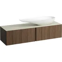 Laufen Il Bagno Alessi Élément à tiroirs, plateau en pierre Calce Avorio, découpe à droite, 160x50x37cm, pour vasque de toilette H81897 4, H4313430976301